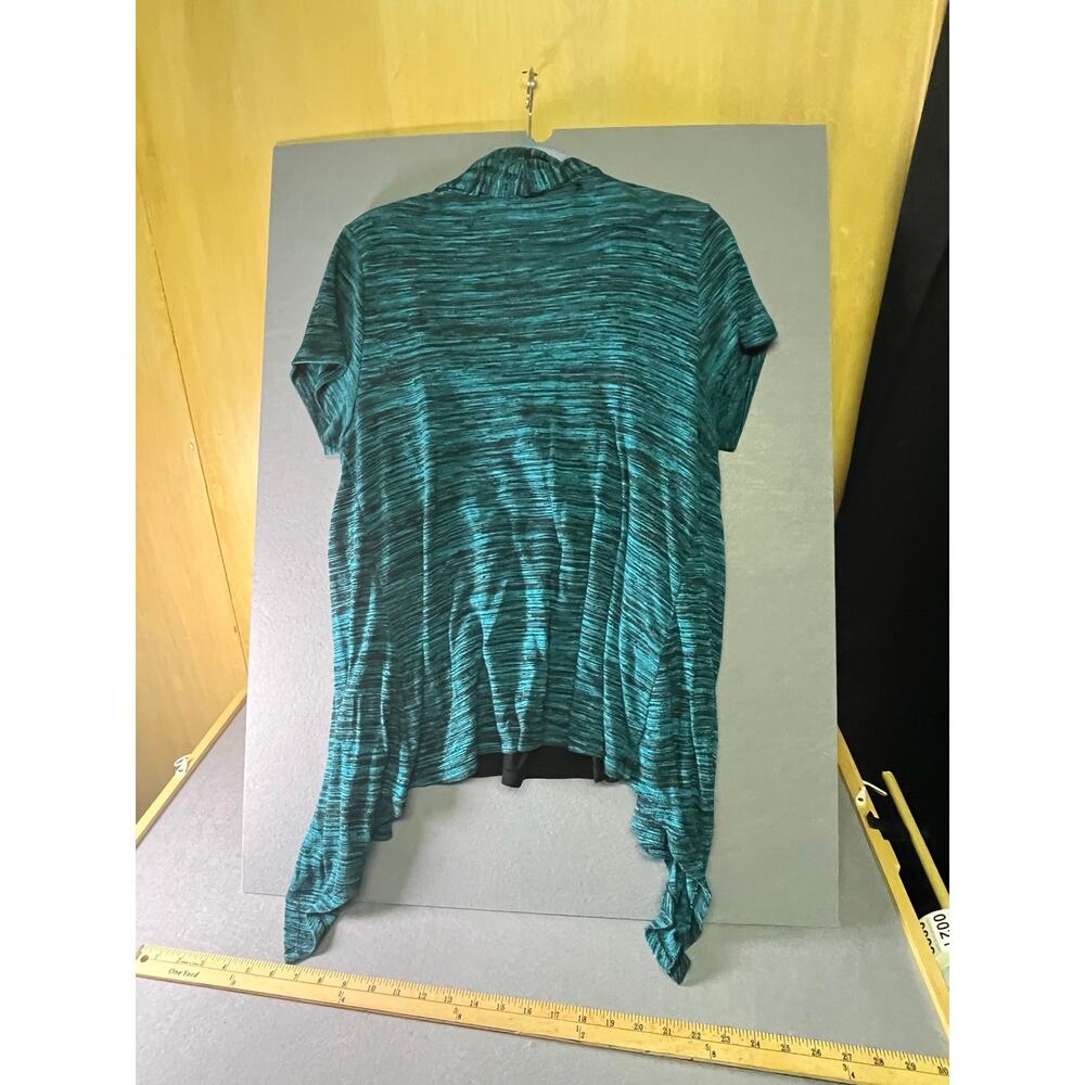 Cato Space Dye Teal Short Sleeve Cardigan Top Set Size L - Picture 7 of 7